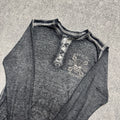 Y2K Long Sleeve Shirt Men's Large Nobility Motors Grunge 1/4 Button Up Black