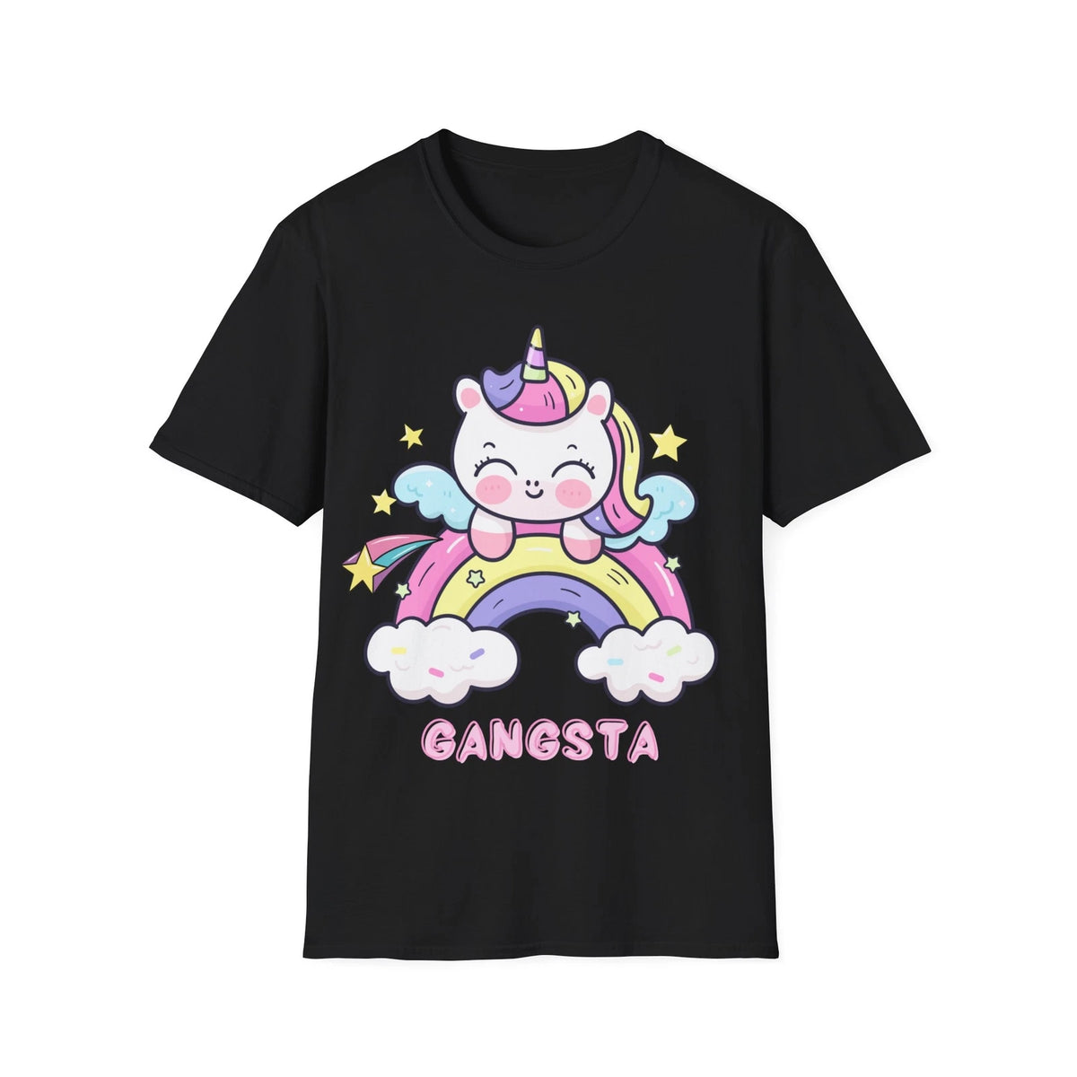 Gangsta Ironic Funny T-shirt, Unicorn Sarcastic Shirt Gift,  Softstyle T-Shirt