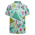 Mens Button Down Shirts Funny 80's Printed Hawaiian Tops Novelty Ugly Gag Gifts