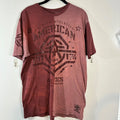 American Fighter Graphic T-Shirt Red Athletic Division Grunge Moto Buckle Y2K-XL