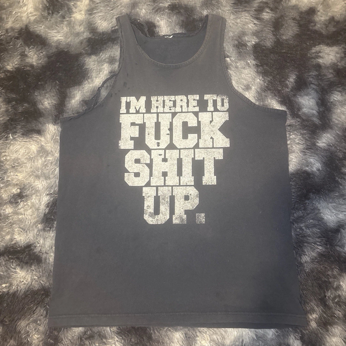 i’m here to F stuff  up cut off workout tank top shirt men’s