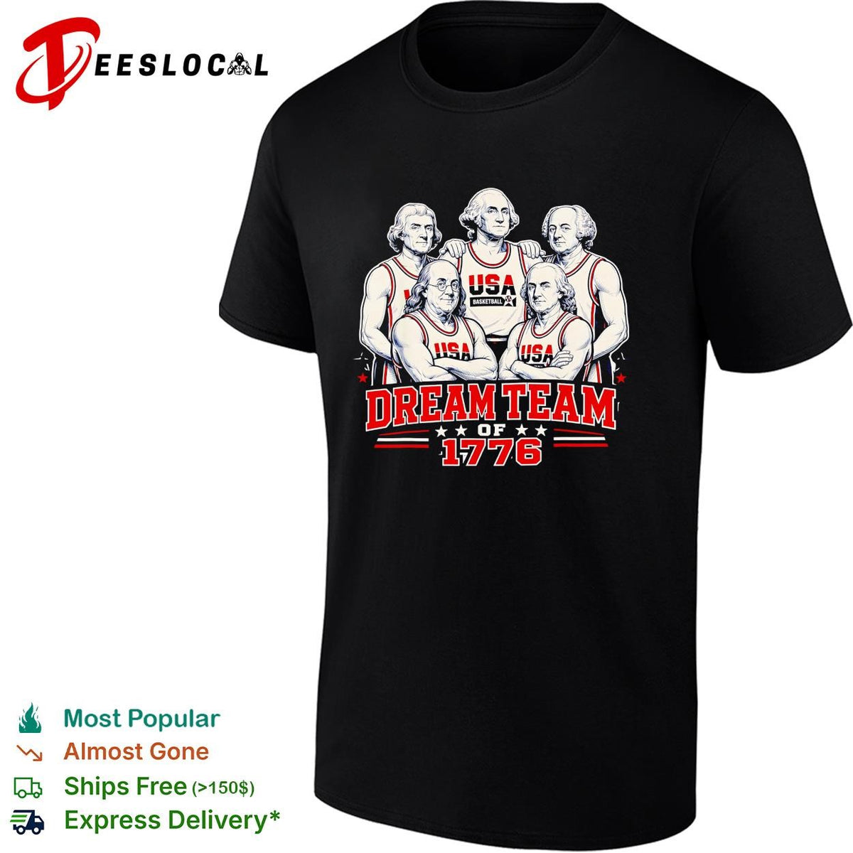 Founding fathers USA basketball dream team of 1776 parody poster shirt