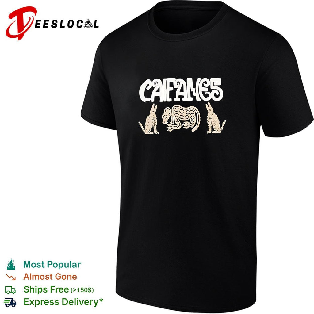 Caifanes rabbit and armadillo Aztec folk art illustration black graphic shirt