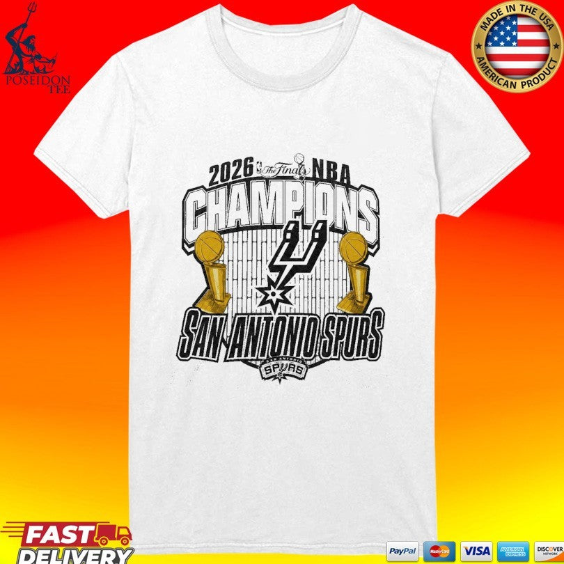 San Antonio Spurs 2026 NBA Finals Champions Trophy Graphic T-shirt