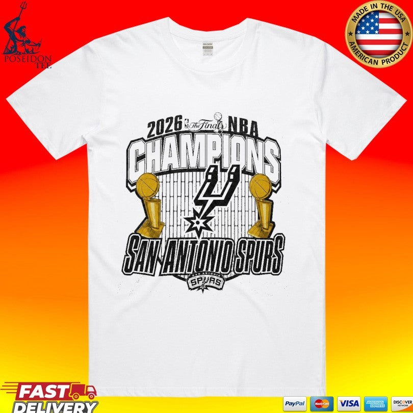 San Antonio Spurs 2026 NBA Finals Champions Trophy Graphic T-shirt