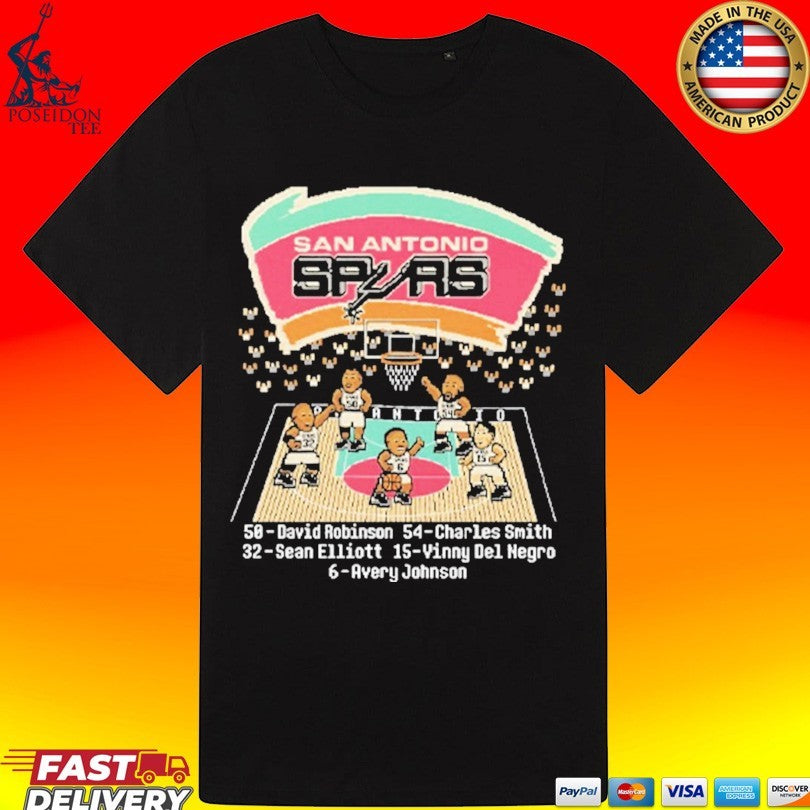 San Antonio Spurs David Robinson Charles Smith Sean Elliott Vinny Del Negro Avery Johnson T-shirt