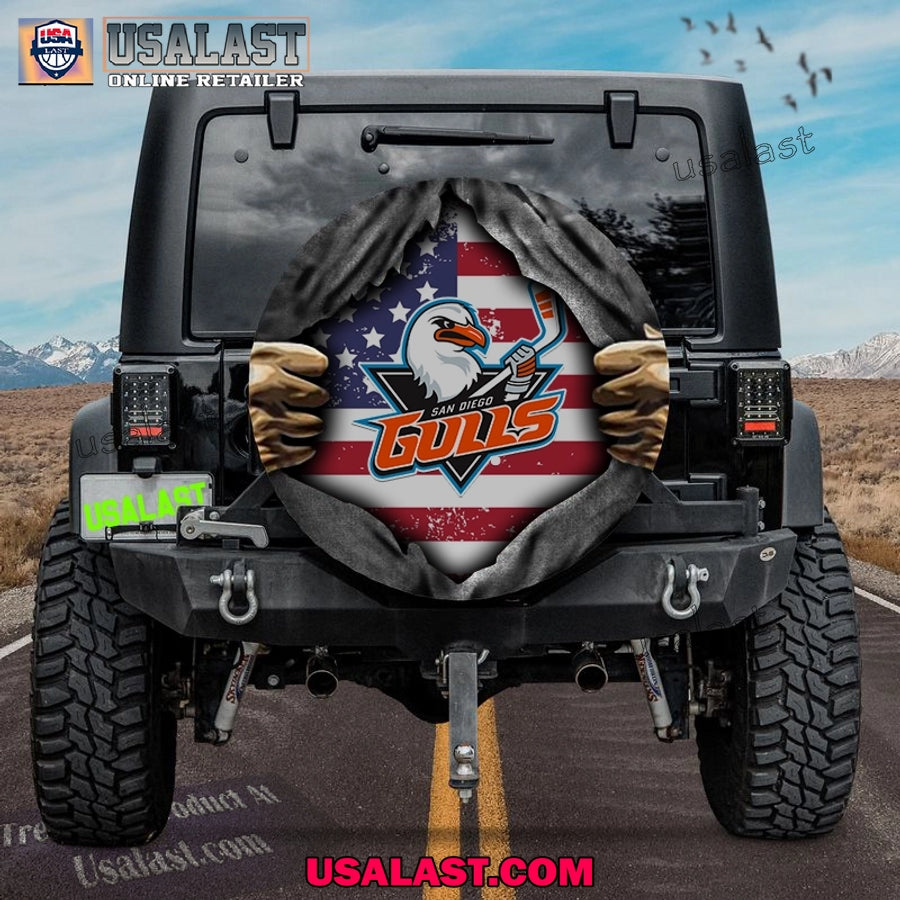 San Diego Gulls AHL American Flag Spare Tire Cover