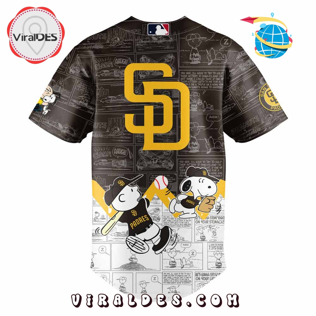 San Diego Padres 75th Anniversary Peanuts Brown Baseball Jersey