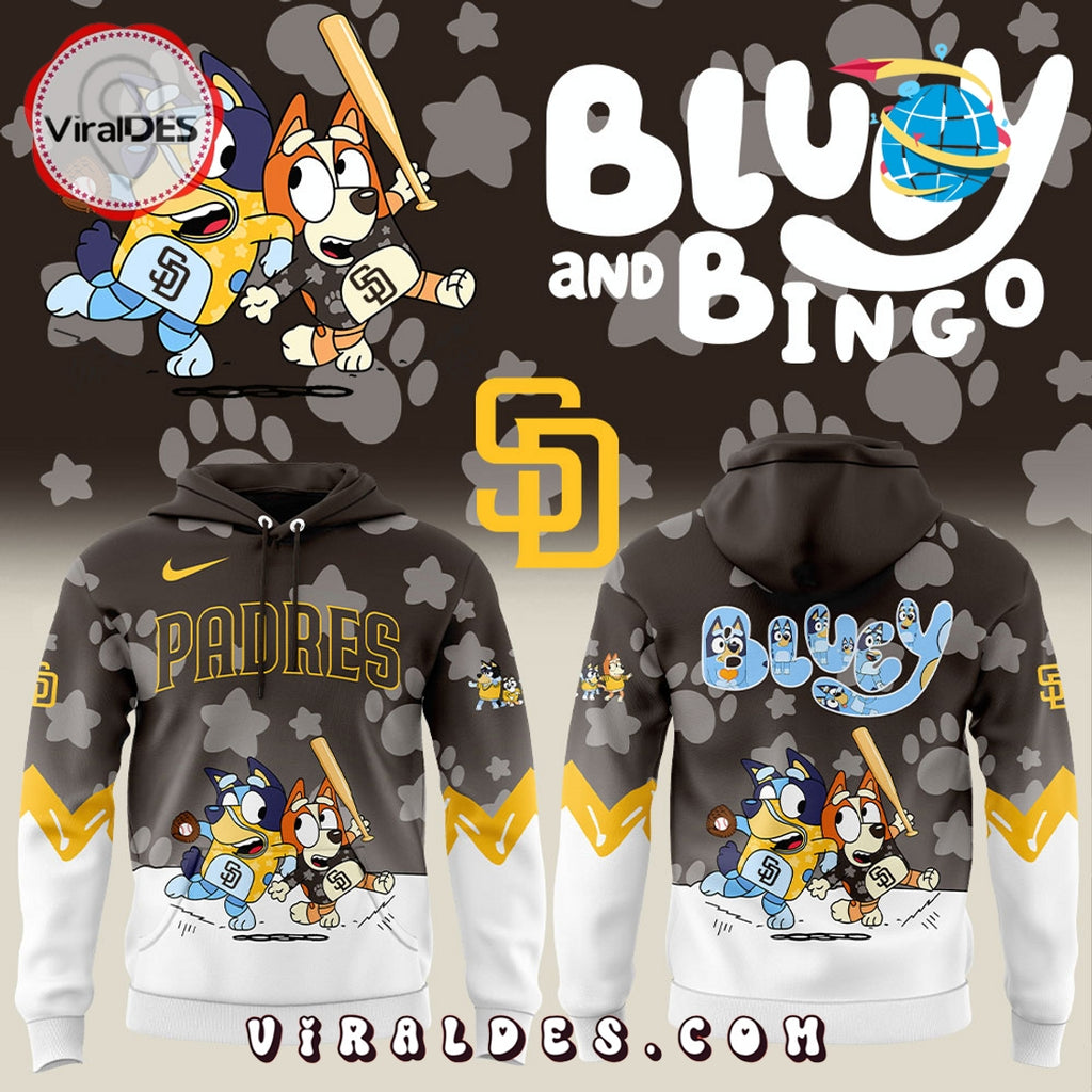 San Diego Padres Bluey and Bingo Brown Hoodie