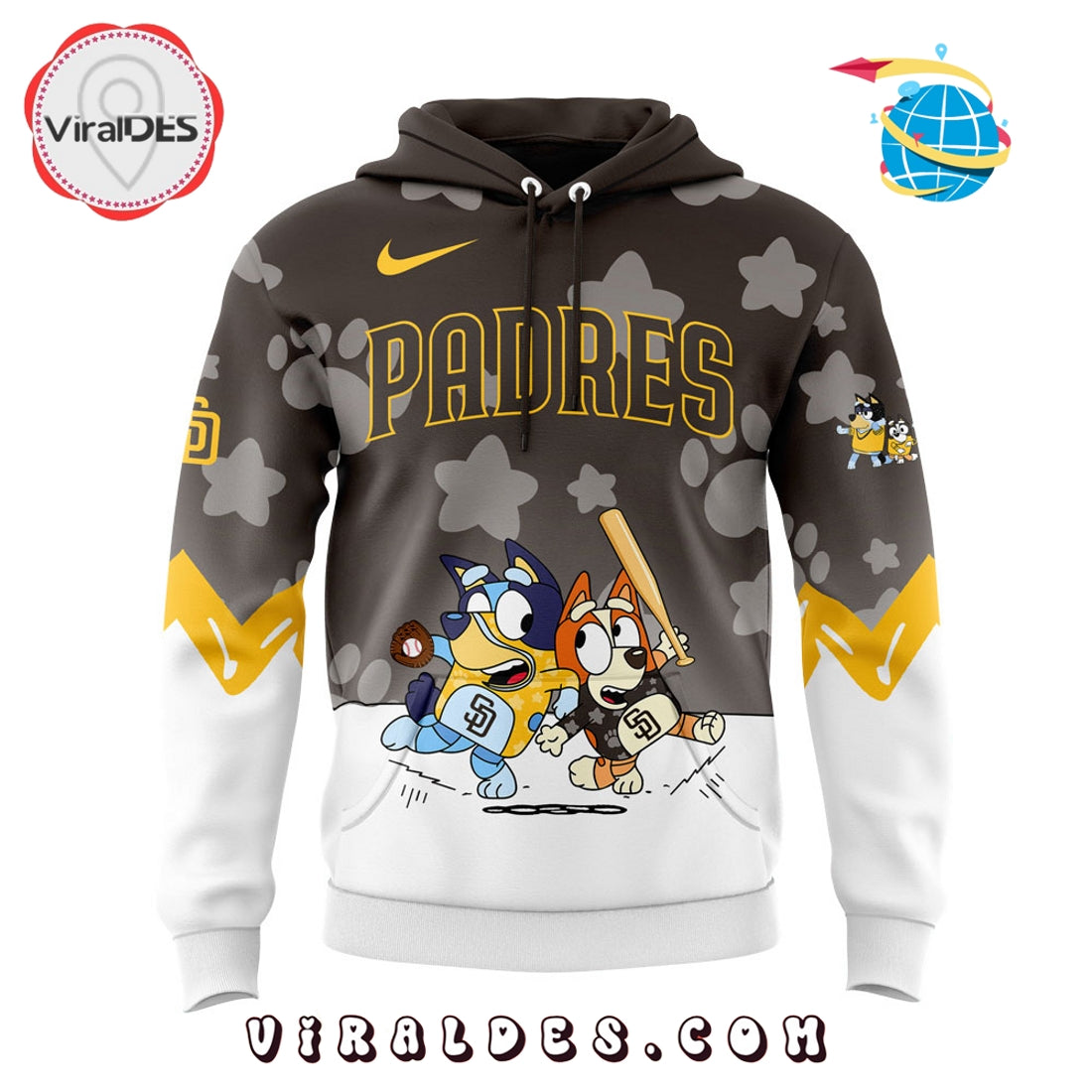 San Diego Padres Bluey and Bingo Brown Hoodie