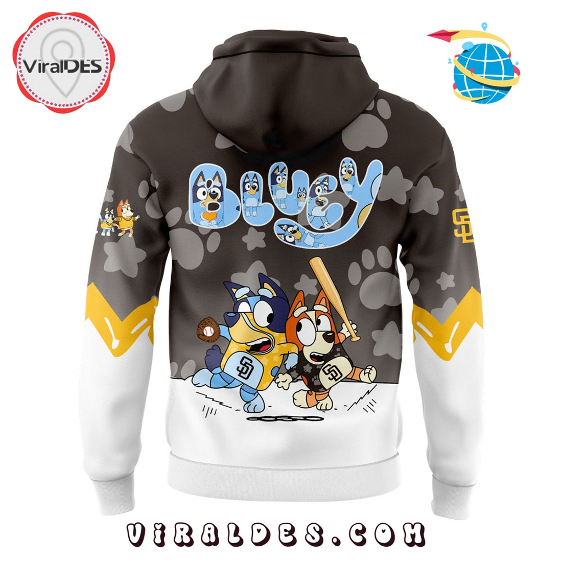 San Diego Padres Bluey and Bingo Brown Hoodie