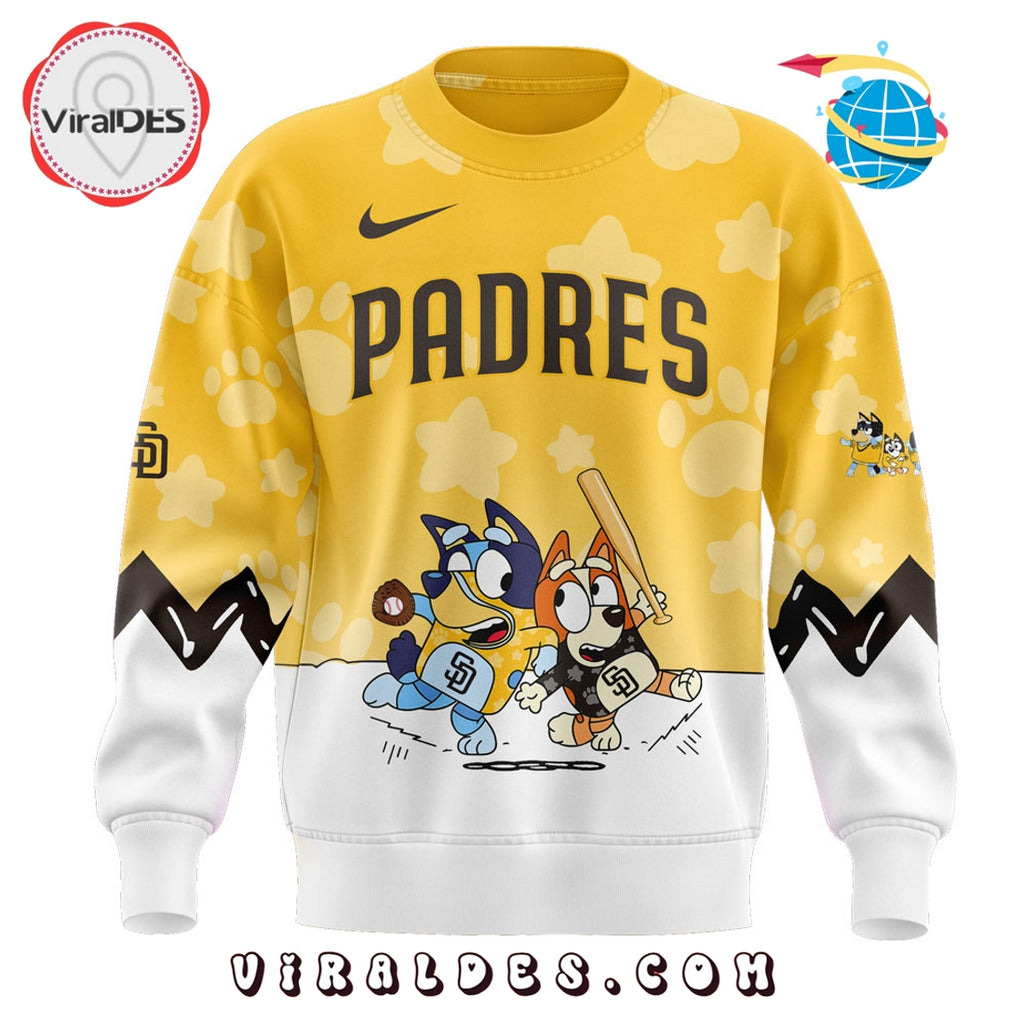 San Diego Padres Bluey and Bingo Yellow Hoodie