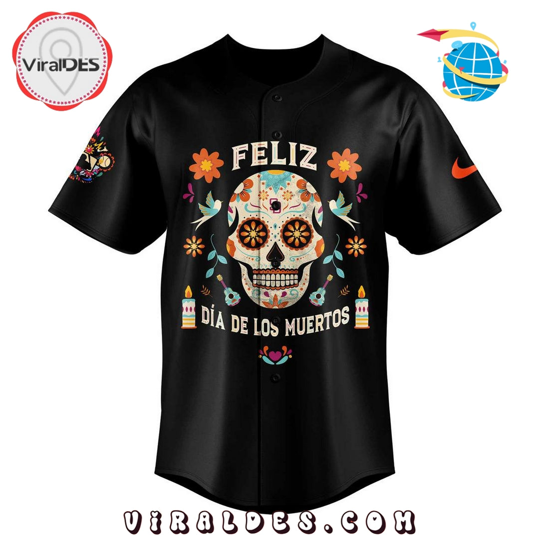 San Diego Padres DÃ­a de los Muertos Black Baseball Jersey