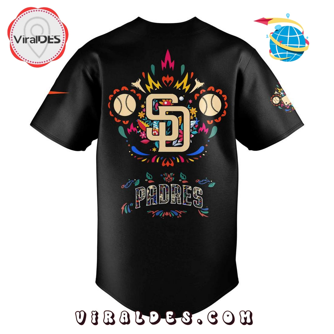 San Diego Padres DÃ­a de los Muertos Black Baseball Jersey