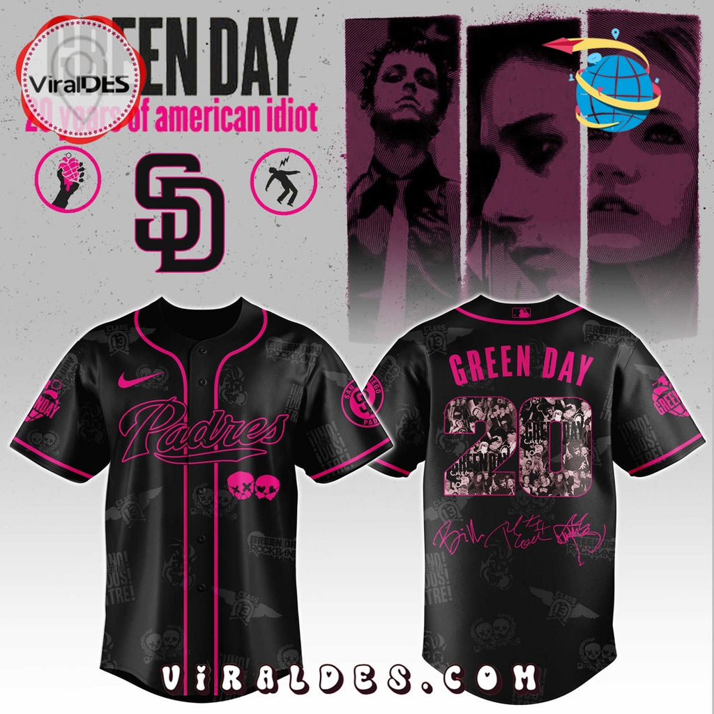 San Diego Padres MLB x Green Day 20th Anniversary Baseball Jersey