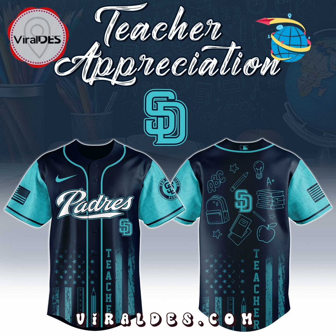 San Diego Padres MLB x Teacher Appreciation Day Baseball Jersey
