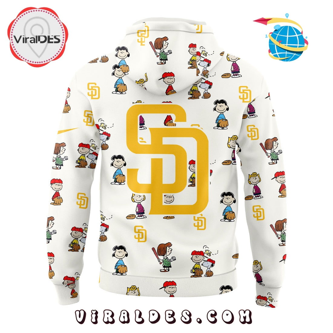 San Diego Padres Peanuts 75th Anniversary White Hoodie