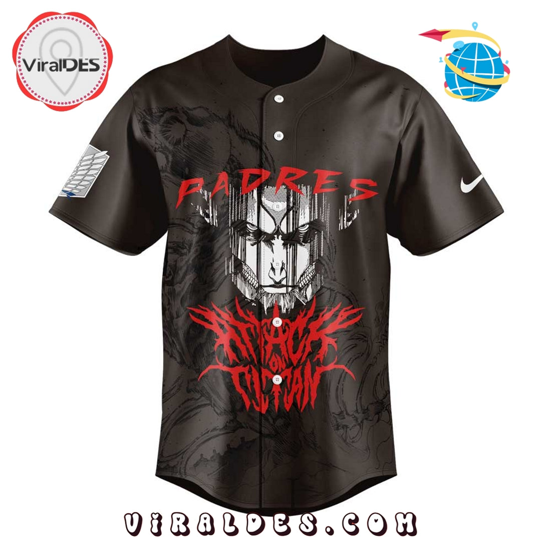 San Diego Padres x Attack on Titan Baseball Jersey