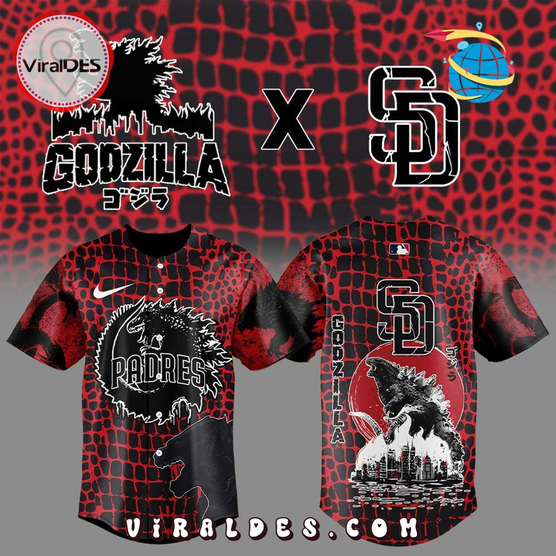 San Diego Padres x Godzilla Baseball Jersey