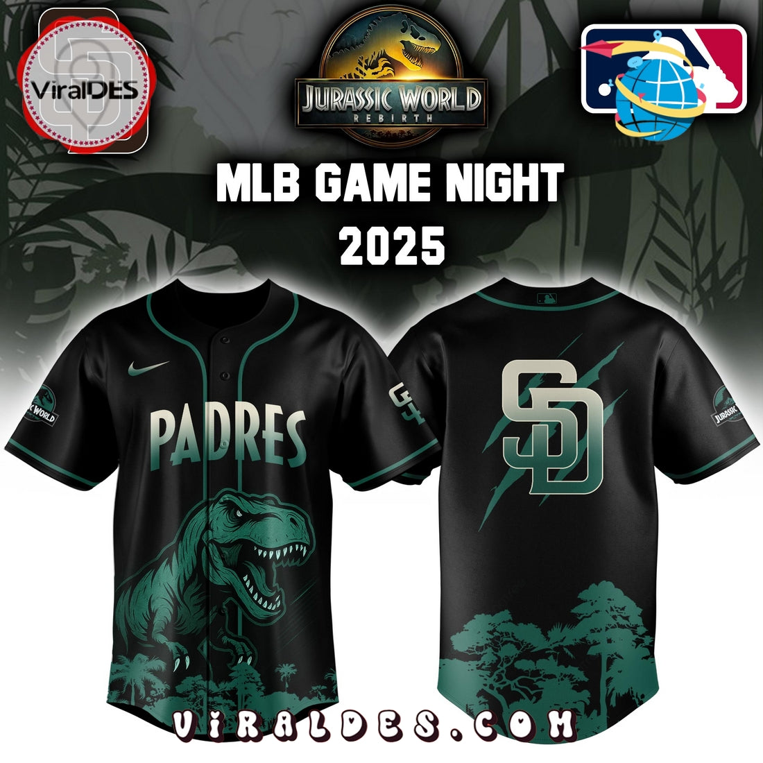 San Diego Padres x Jurassic World 2025 Baseball Jersey