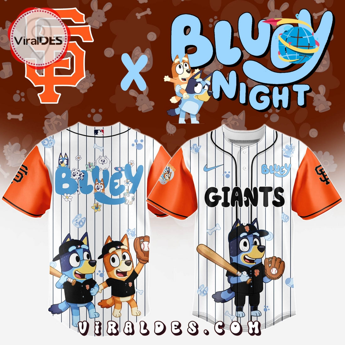 San Francisco Giant MLB Bluey And Bingo 2025 Baseball Jersey