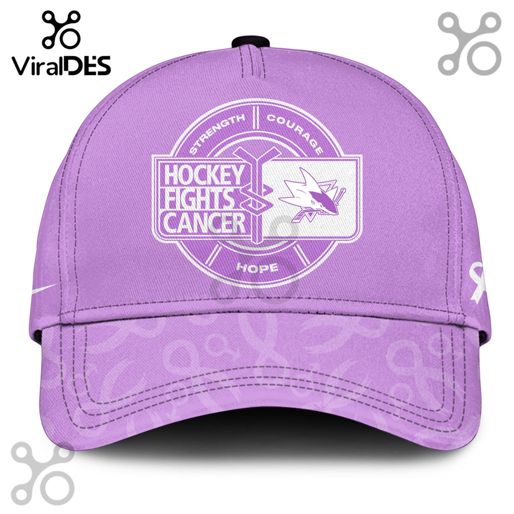 San Jose Sharks Hockey Fights Cancer Purple Ribbon Hoodie