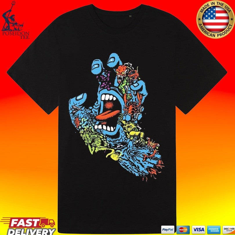 Santa Cruz Youth Roskopp Screaming Five Teal T-shirt