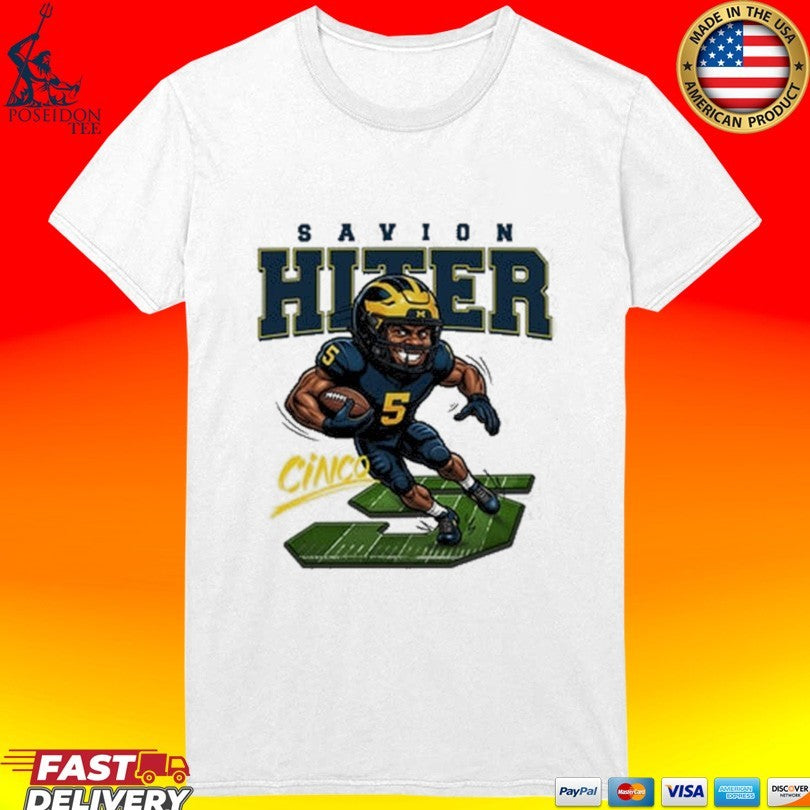 Savion Hiter Michigan Football Cinco Caricature T-shirt