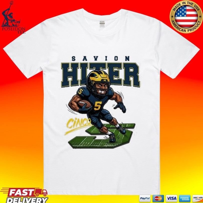 Savion Hiter Michigan Football Cinco Caricature T-shirt