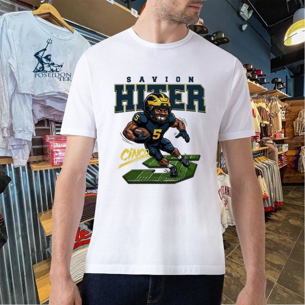 Savion Hiter Michigan Football Cinco Caricature T-shirt