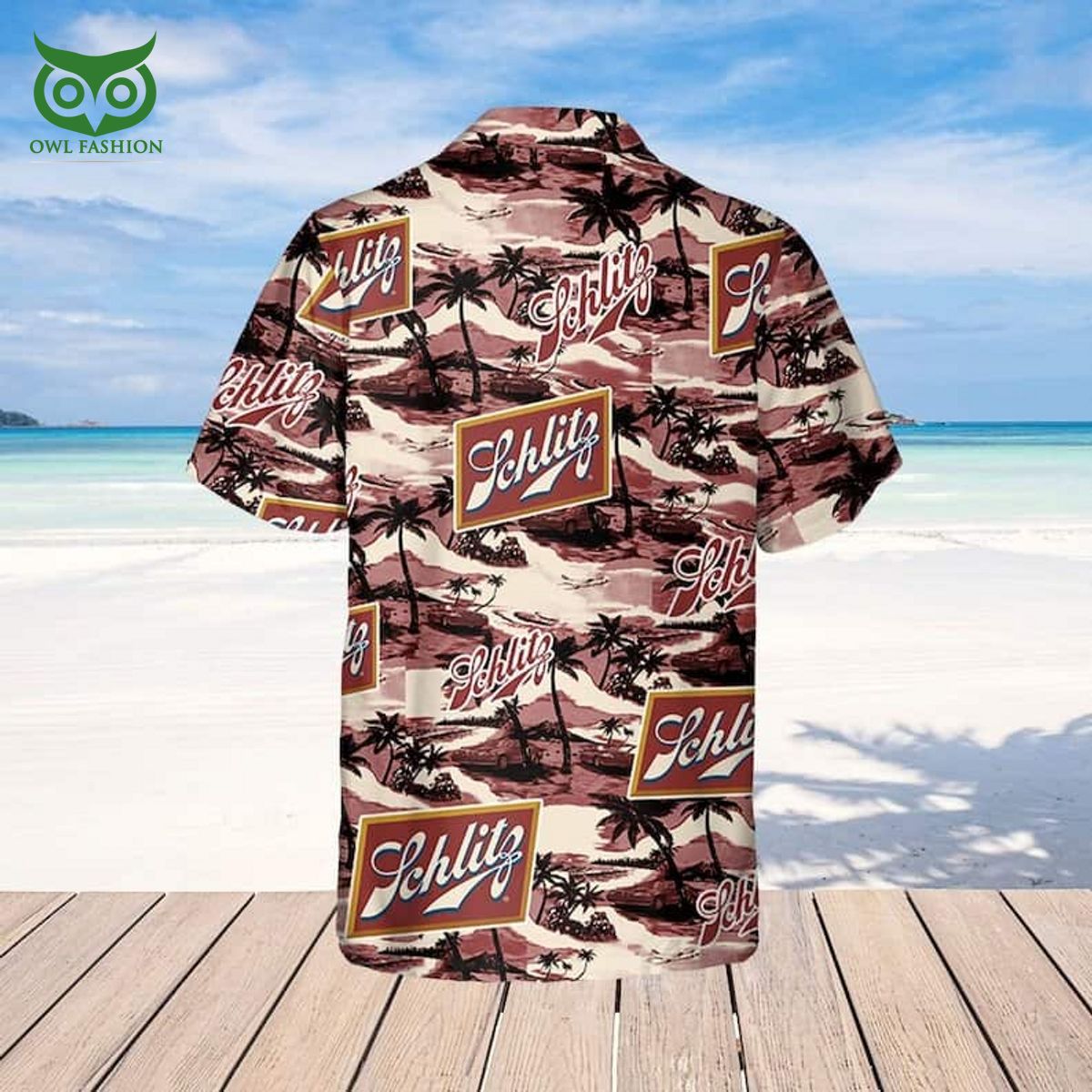 Schlitz Beer Sea Island Pattern Hawaiian Shirt