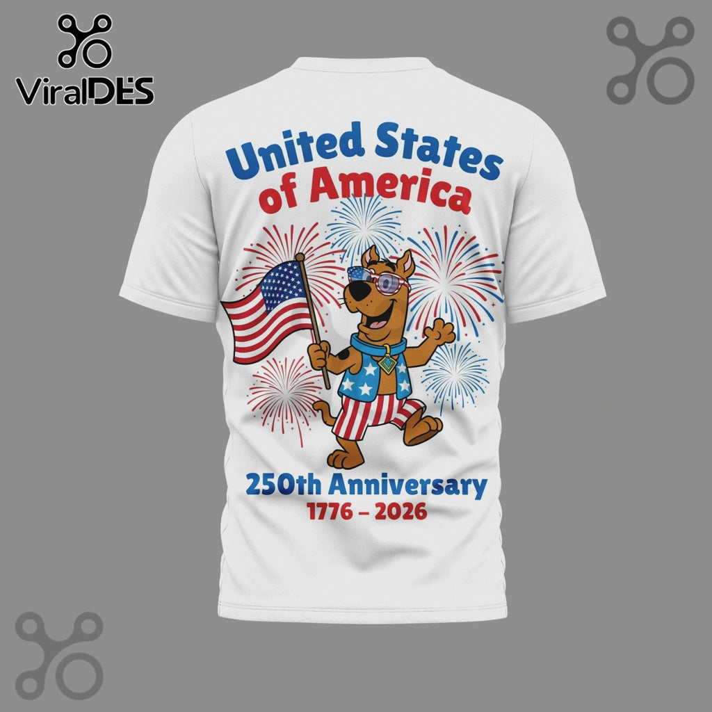 Scooby Doo America 250th Anniversary Patriotic Graphic T-Shirt