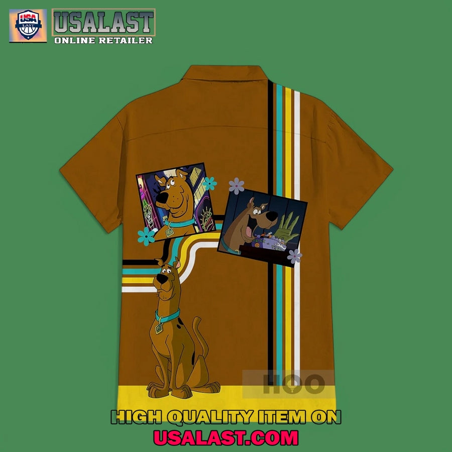 Scooby Doo Camping Brown Striped Hawaiian Shirt
