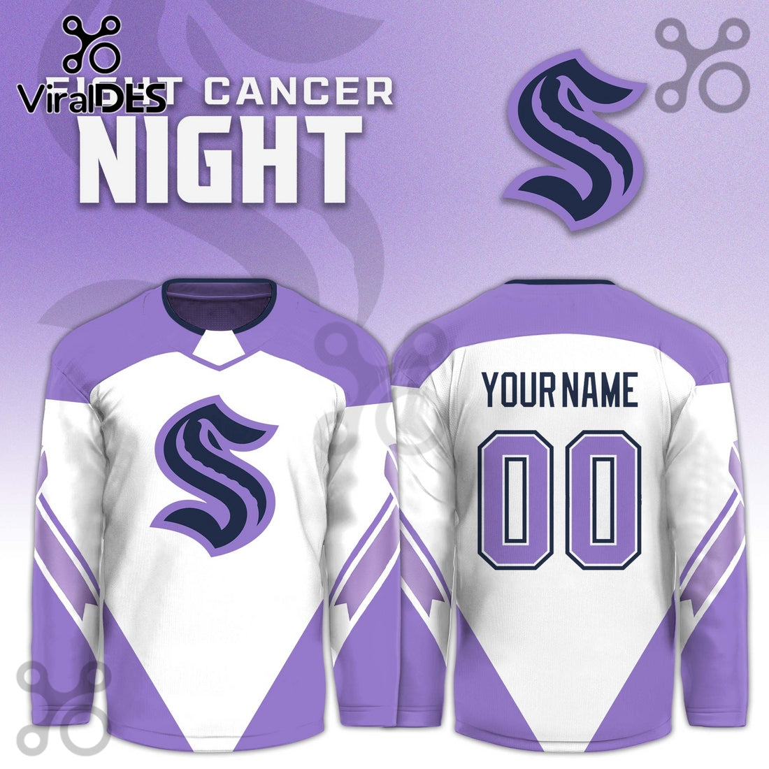 Seattle Kraken Hockey Fights Cancer Purple Jersey Limited Edition
