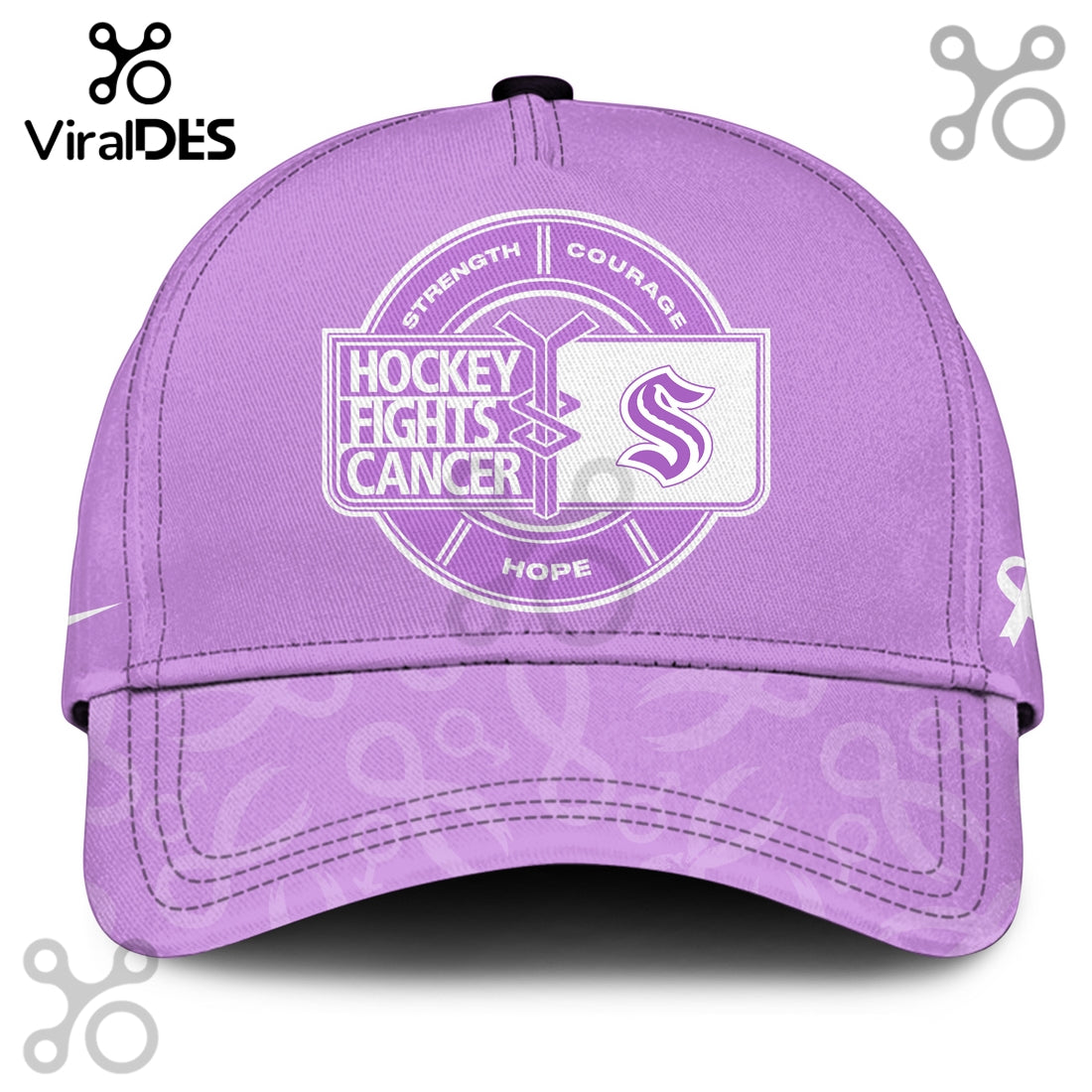 Seattle Kraken Hockey Fights Cancer Purple Ribbon Hoodie