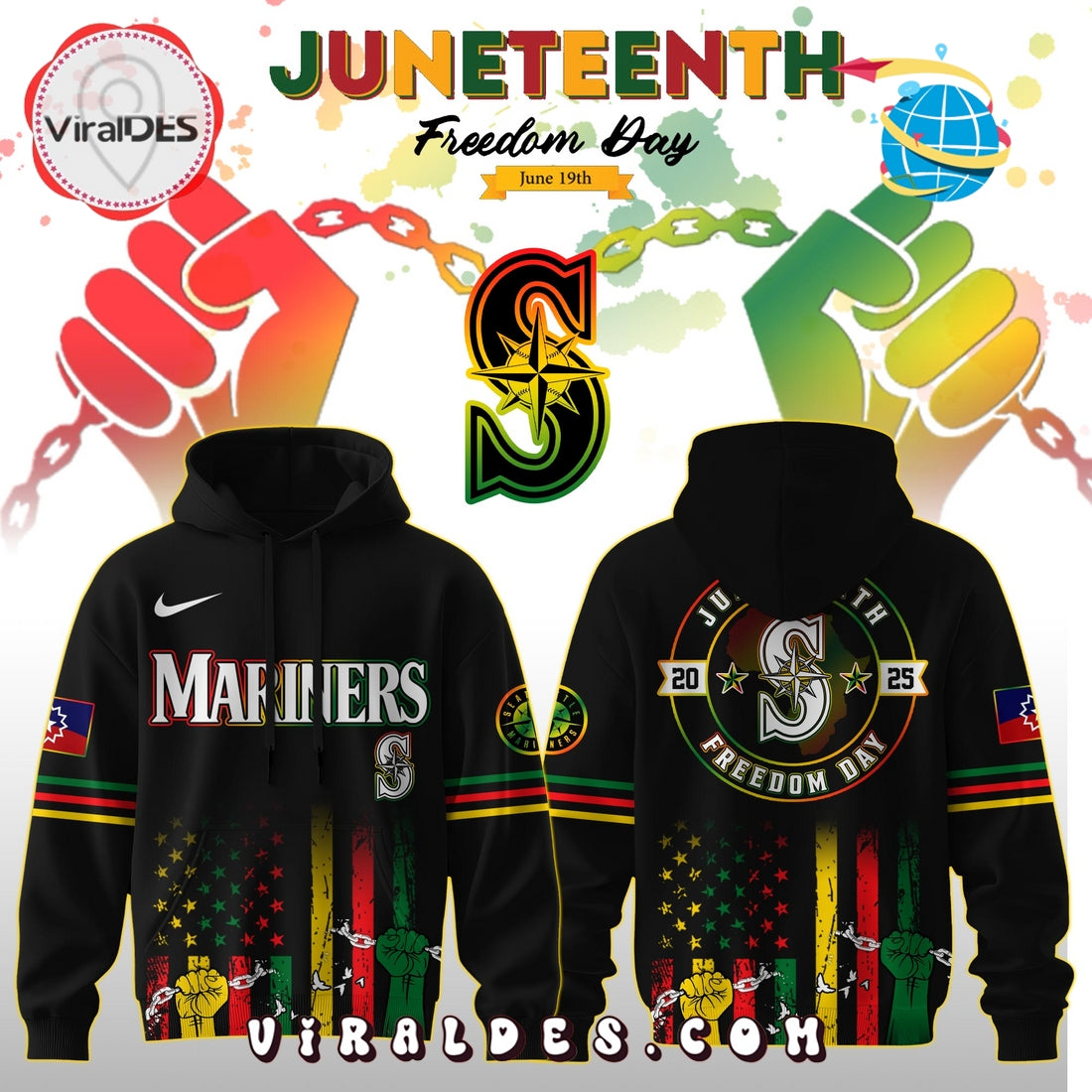Seattle Mariners x 2025 Juneteenth Freedom Day Hoodie, Long Pants