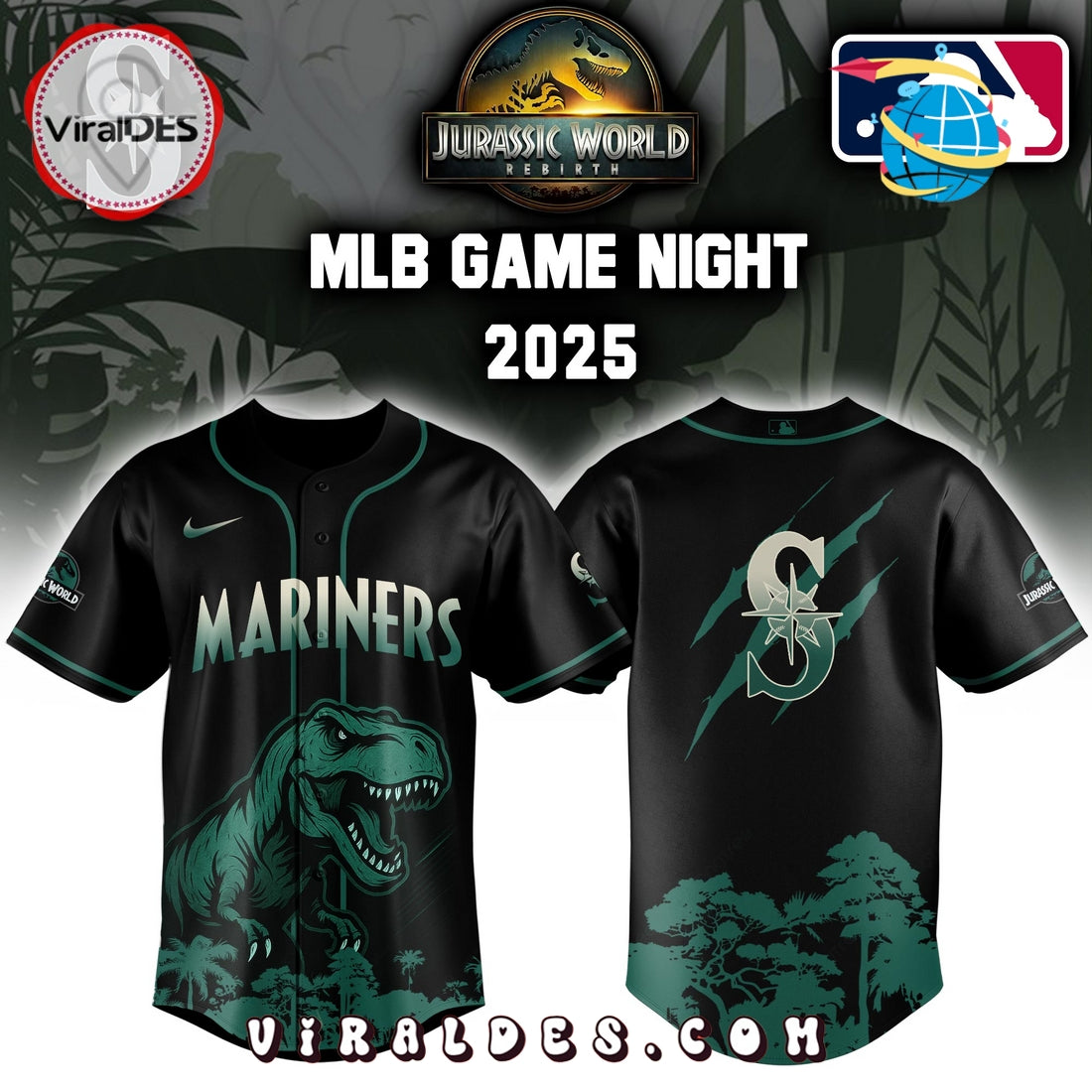 Seattle Mariners x Jurassic World 2025 Baseball Jersey