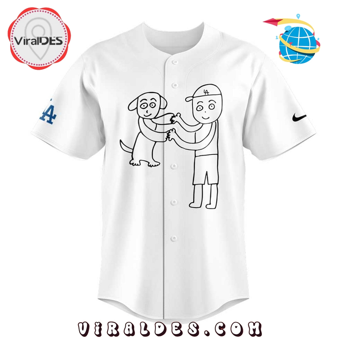 Shohei Ohtani and Decopin Drawn By Kenta Maeda Baseball Jersey