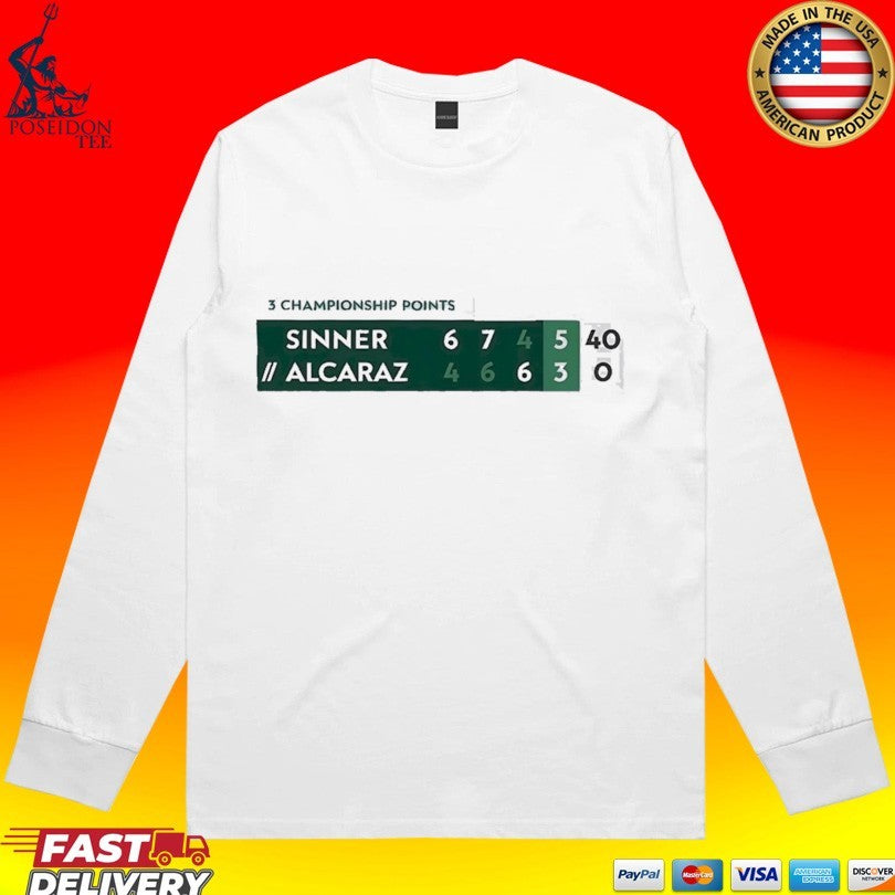 Sinner Alcaraz 3 Championship Points Scoreboard Match Scores T-shirt