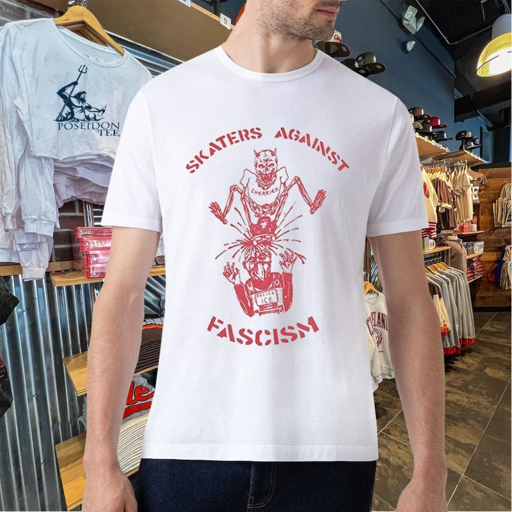 Skaters Against Fascism Cherries Wheels S.a.f T-shirt