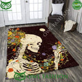 Skull Flower Rug Carpet Under the Moon