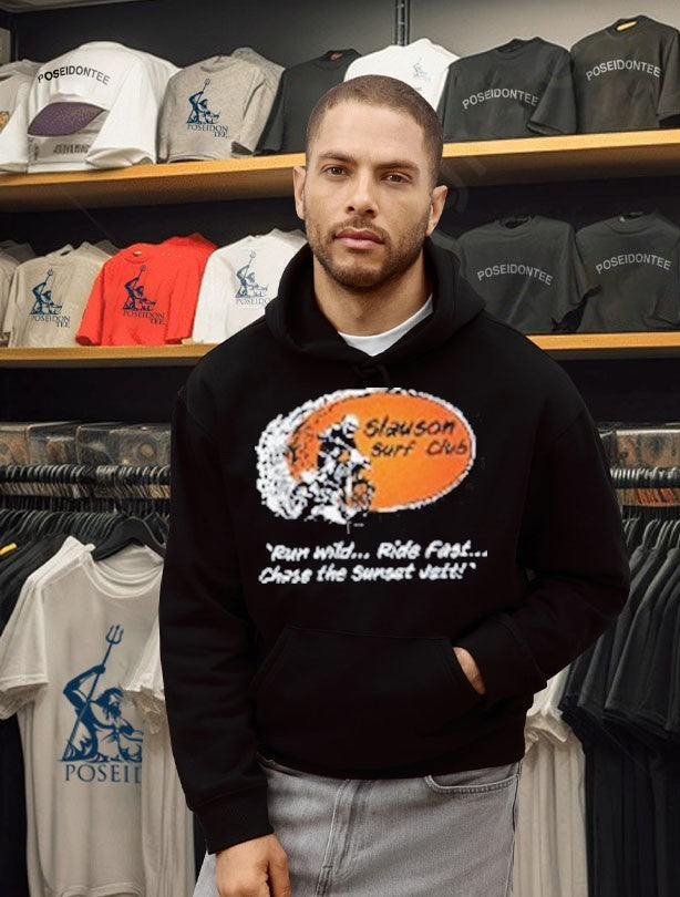 Slauson Surf Club Run Wild Ride Fast Chase The Sunset Vet T-shirt