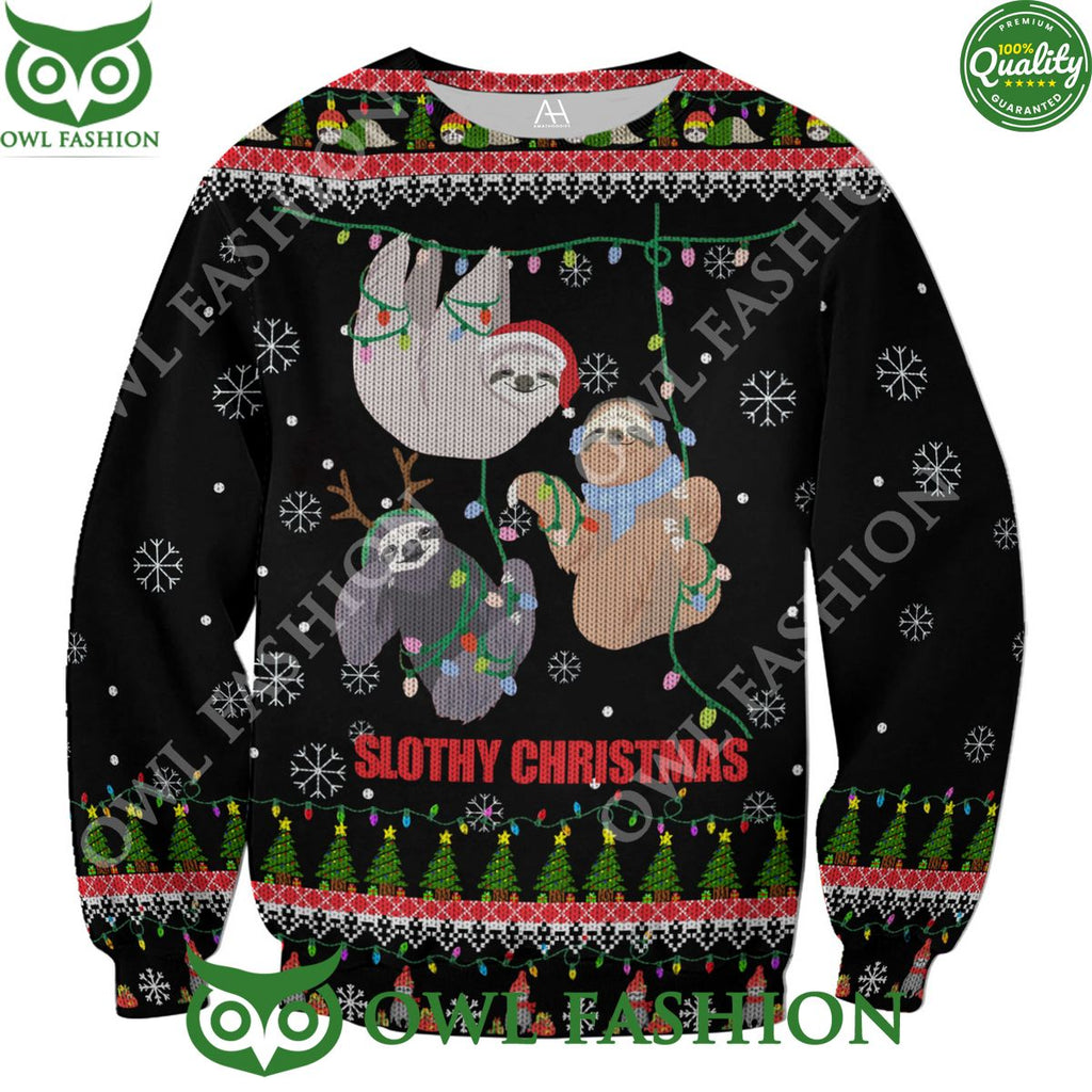 Slothy Cute Christmas Premium Ugly Sweater