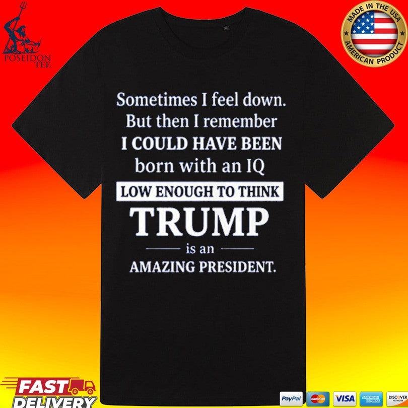 Sometimes I Feel Down But Then I Remember IQ Low Trump T-shirt