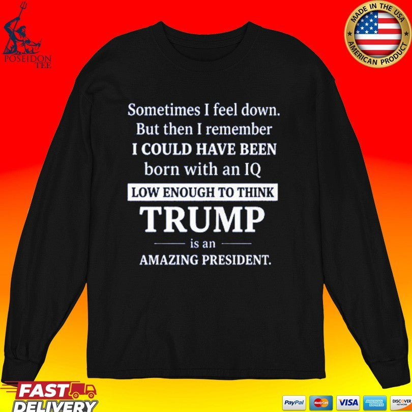 Sometimes I Feel Down But Then I Remember IQ Low Trump T-shirt