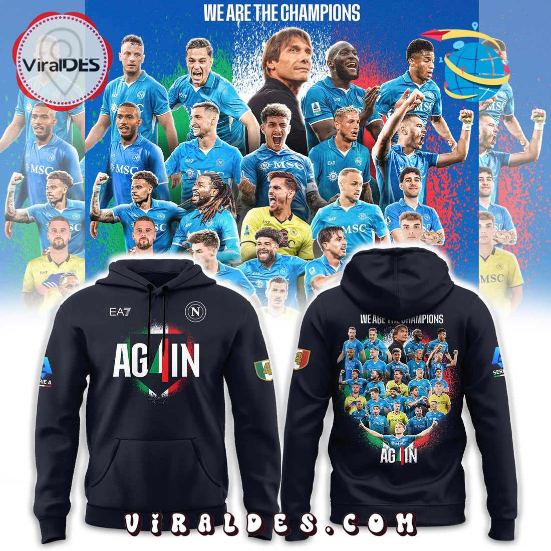 SSC Napoli Campioni d’Italia Black Hoodie 2025