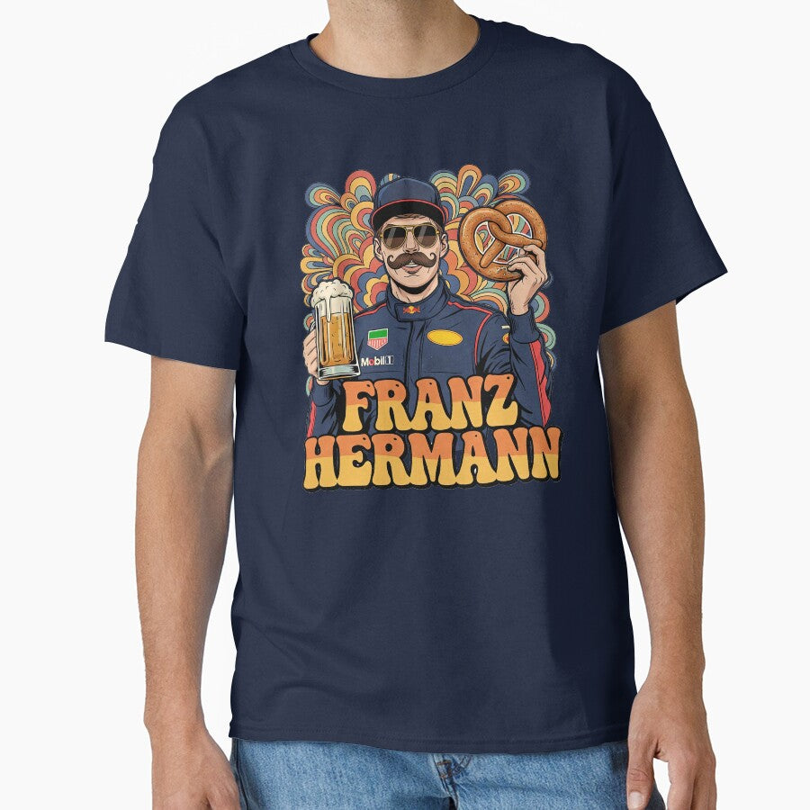 Franz Hermann F1 Parody Art - Max Verstappen Mustache Meme | German Motorsport Humor by Studio F1Grid