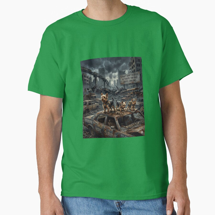 Apocalypse Yorkie Survivors Shirt – Dark Humor Dog Tee by Tiny Tyrant Co.
