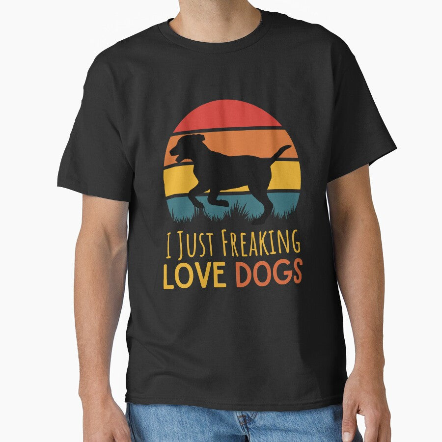 Retro Sunset I Just Freaking Love Dogs by Echo Dusk