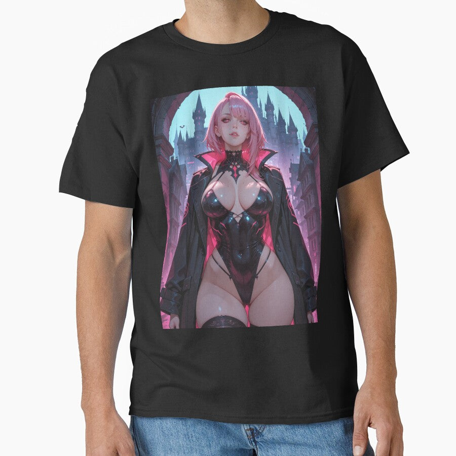 Anime waifu vampire cyberpunk with pink hair by Planet Utoppia